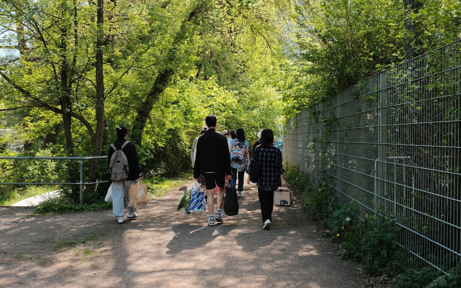 People walking together on a path